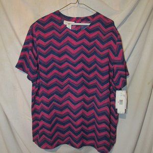 Rena Rowan Short Sleeve Navy and Pink Blouse